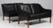 Vintage Zwei-Sitzer Sofa aus schwarzem Leder von Børge Mogensen 2