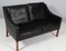 Vintage Zwei-Sitzer Sofa aus schwarzem Leder von Børge Mogensen 9