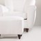 Italian Lounge Chair with Pouf in White Fabric, 1940s, Set of 2, Image 11