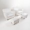 Italian Lounge Chair with Pouf in White Fabric, 1940s, Set of 2, Image 5