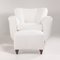 Italian Lounge Chair with Pouf in White Fabric, 1940s, Set of 2, Image 9