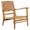 Mid-Century Sculpted Armchair in Oak and Rattan attributed to Børge Mogensen for Fredericia, France, 1950s, Image 1