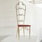 High Back Chiavari Chair in Brass and Embroidery, 1960s 6