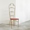 High Back Chiavari Chair in Brass and Embroidery, 1960s 10