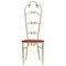 High Back Chiavari Chair in Brass and Embroidery, 1960s 1