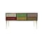 Italienisches Mid-Century Modern Sideboard aus Holz & Farbglas, 1950er 1