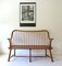 Scandinavian Bench with Curved Backrest and Struts, 1950s 1