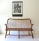 Scandinavian Bench with Curved Backrest and Struts, 1950s, Image 1