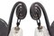 French Wrought Iron Sconces with Molded Glass Shades by Maison Degué, Set of 2 4
