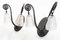 French Wrought Iron Sconces with Molded Glass Shades by Maison Degué, Set of 2 6