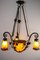 Wrought Iron Pate de Verre Lamp from Muller Freres Luneville, France, 1930s, Image 2