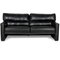 Leather Three-Seater Black Sofa from Brühl 1