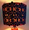 Deutsche Vintage Tischlampe mit rot-blauem Keramiksockel und handgefertigtem Stoffschirm von Lamplove, 1970er 7