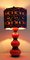 Vintage German Table Lamp with Red-Blue Ceramic Base and Handmade Fabric Shade from Lamplove, 1970s 5