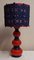 Vintage German Table Lamp with Red-Blue Ceramic Base and Handmade Fabric Shade from Lamplove, 1970s 2