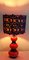 Vintage German Table Lamp with Red-Blue Ceramic Base and Handmade Fabric Shade from Lamplove, 1970s 1