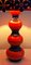Vintage German Table Lamp with Red-Blue Ceramic Base and Handmade Fabric Shade from Lamplove, 1970s 10