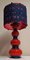 Vintage German Table Lamp with Red-Blue Ceramic Base and Handmade Fabric Shade from Lamplove, 1970s 6