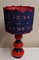 Vintage German Table Lamp with Red-Blue Ceramic Base and Handmade Fabric Shade from Lamplove, 1970s 4