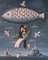 Raymond Peynet, Lovers in a Fish Balloon, Litografía original firmada, Imagen 1