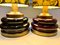 Mid-Century Lamp Duo with Dark Brown Glass-Copper Base, 1960s, Set of 2 2