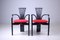 Chaises de Salon Noires et Rouges Vintage, Set de 2 1