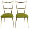 Italian Brass and Velvet Chairs in the style of Gio Ponti, 1950s, Set of 2 1