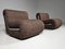 Poltrone Boomerang in lana marrone attribuite a Rodolfo Bonetto per Flexform, anni '60, set di 2, Immagine 5