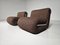 Poltrone Boomerang in lana marrone attribuite a Rodolfo Bonetto per Flexform, anni '60, set di 2, Immagine 4
