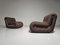 Poltrone Boomerang in lana marrone attribuite a Rodolfo Bonetto per Flexform, anni '60, set di 2, Immagine 3