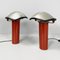 Italian Modern Red Metal and Glass Table Lamps by Cini Boeri for Artemide, 1980s, Set of 2 1