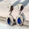 Art Deco Ohrringe mit blauen Saphiren und Diamanten in Platin gefasst, 1925, 2 . Set 3