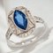 Art Deco Ring aus blauem Saphir und Diamanten in Platin gefasst, 1925 5