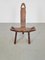Vintage Brutalist Wood Tripod Stool, 1960s 1