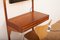 Wall Shelf Royal System 1 in Teak Wood with Writing Shelf & Black Metal Clip-on Lamp by Poul Cadovius for Cado, 1948, Image 4