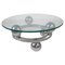 Mesa de centro Sputnik de metal cromado con esferas y superficie redonda de vidrio, Alemania, años 60, Imagen 3