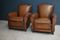 French Cognac Moustache Back Leather Club Chairs, 1940s, Set of 2 7