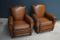 French Cognac Moustache Back Leather Club Chairs, 1940s, Set of 2 5