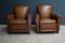 French Cognac Moustache Back Leather Club Chairs, 1940s, Set of 2 6