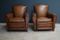 French Cognac Moustache Back Leather Club Chairs, 1940s, Set of 2, Image 6
