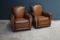 French Cognac Moustache Back Leather Club Chairs, 1940s, Set of 2, Image 1