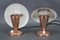 Bauhaus Mushroom Table Lamps in Copper Finish, Former Czechoslovakia, 1930s, Set of 2 5