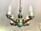 Art Deco Chandelier in Bronze and Green Lacquered Sheet Metal, 1930, Image 2