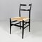 Mid-Century Modern Italian Black Wood and Straw Chairs by Gio Ponti for Cassina, 1960s, Set of 10 2