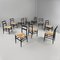 Mid-Century Modern Italian Black Wood and Straw Chairs by Gio Ponti for Cassina, 1960s, Set of 10 1