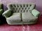 Canapés Style Chesterfield Vintage en Tissu Vert, Set de 2 9