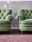 Vintage Chesterfield Style Sofas in Green Fabric, Set of 2 11