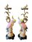Yellow and Pink Porcelain and Bronze Parrot Candlesticks by Gand & C, Set of 2 1