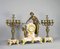 Large French Art Nouveau Mantel Clock and Trim, Set of 3, Image 2