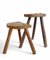 Französische rustikale Wabisabi Tripod Holzhocker, 2er Set 12